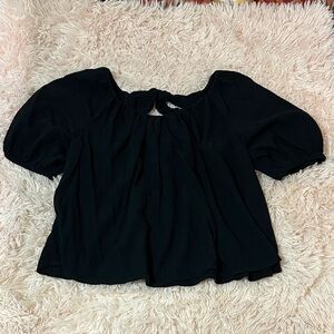 Old Navy Elegant Black Blouse with Puff Sleeves